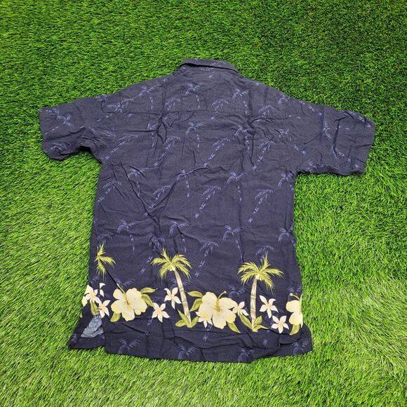 Hawaii Hawaiian Floral Button Shirt XS/S 18x29 Navy-Blue Summer Aloha - Picture 2 of 12